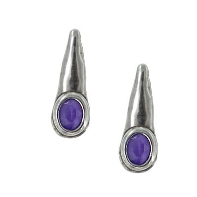 Pendientes largos con cristal morado