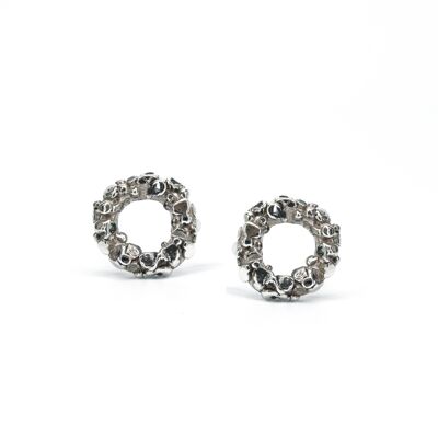 Laleti round organic texture silver earrings