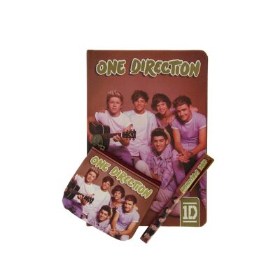 Juego de cuaderno, monedero y bolígrafo One Direction A5