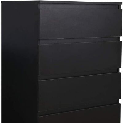 Chest of Drawers, Bedside Table Cabinet with 4 Drawers Wooden Storage for Bedroom Living Room, Black