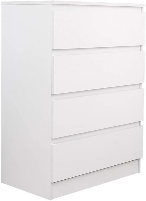 Chest of Drawers, Bedside Table Cabinet with 4 Drawers Wooden Storage for Bedroom Living Room, White
