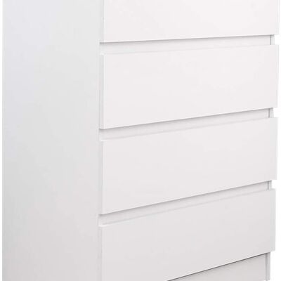 Chest of Drawers, Bedside Table Cabinet with 4 Drawers Wooden Storage for Bedroom Living Room, White