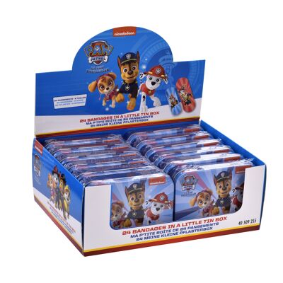 Metal box of 24 Paw Patrol 2 plasters