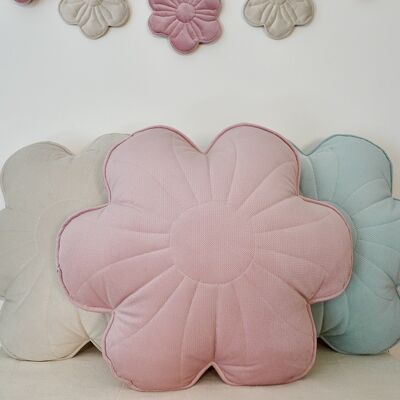 Coussin fleuri en velours "Baie de sureau rose"