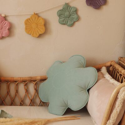 Velvet bloom pillow "Mint"