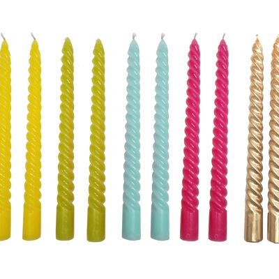 Cactula coloured swirl and twirl candles 10 pcs 5 colors 25 cm