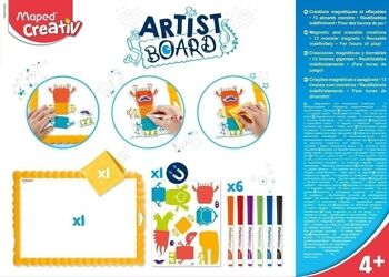 ARTIST BOARD - Kit de dessins effaçables MONSTRES sur ardoise MAGNETIQUE 6