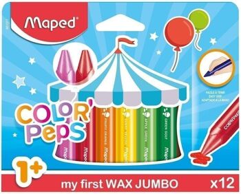 12 crayons cire WAX EARLY AGE - Maped - Crayons de couleurs en cire, crayons enfants, bébé, Pochette carton 3
