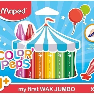 12 WAX EARLY AGE wax pencils - Maped - Wax colored pencils, children's pencils, baby pencils, cardboard pouch