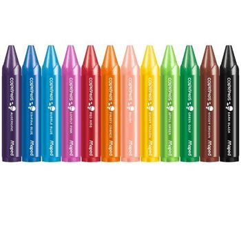 12 crayons cire WAX EARLY AGE - Maped - Crayons de couleurs en cire, crayons enfants, bébé, Pochette carton 2