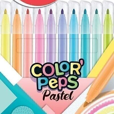 10 rotuladores PASTEL - Maped - Rotuladores de dibujo para niños, colores pasteles, en bolsa de cartón