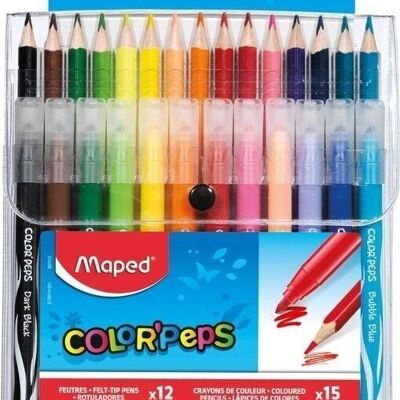 Pochette feutres et crayons de couleur Color'Peps (12 + 15