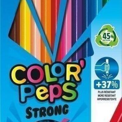 12 crayons de couleur COLOR'PEPS STRONG en pochette carton