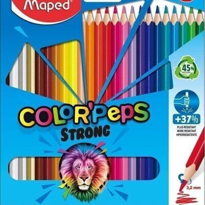 24 crayons de couleur COLOR'PEPS STRONG en pochette carton
