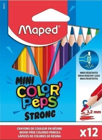12 MINI crayons de couleur COLOR'PEPS STRONG en pochette carton 3