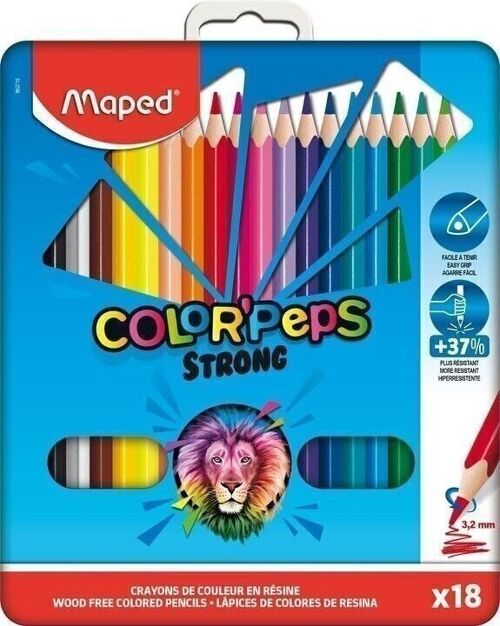 18 crayons de couleur COLOR'PEPS STRONG METAL BOX