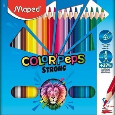 18 crayons de couleur COLOR'PEPS STRONG METAL BOX
