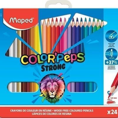 24 crayons de couleur COLOR'PEPS STRONG METAL BOX