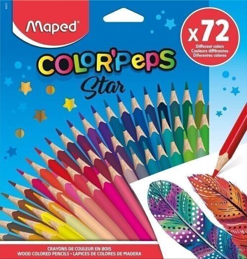 72 crayons de couleur COLOR'PEPS STAR en pochette carton