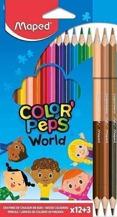 12 COLOR'PEPS colored pencils + 3 SKIN color duos in cardboard sleeve