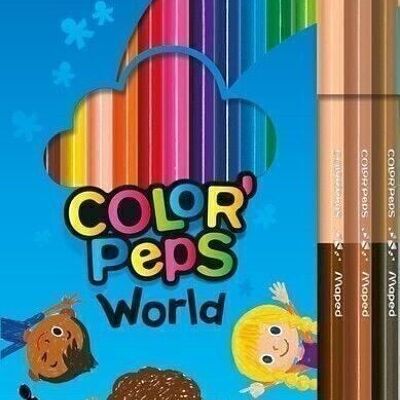 12 crayons de couleur COLOR'PEPS + 3 duos couleurs SKIN en pochette carton