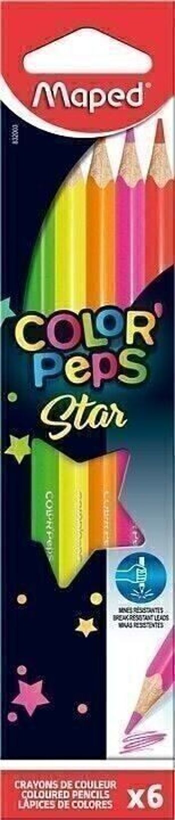 6 crayons de couleur FLUO COLOR'PEPS en pochette carton 3