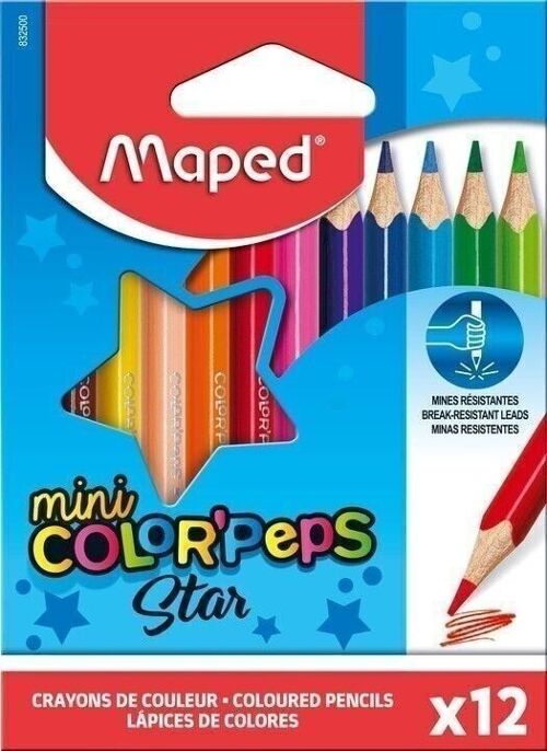 12 MINI crayons de couleur COLOR'PEPS en pochette carton