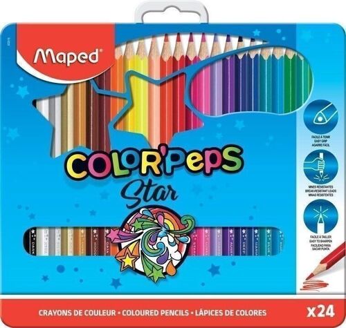 24 crayons de couleur COLOR'PEPS METAL BOX