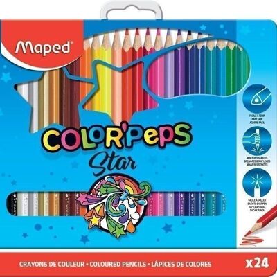 24 crayons de couleur COLOR'PEPS METAL BOX