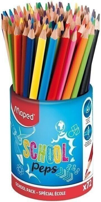 Pot de 72 crayons de couleur SCHOOL'PEPS 1