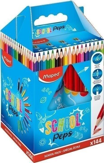 School Pack de 144 crayons de couleur SCHOOL'PEPS 1