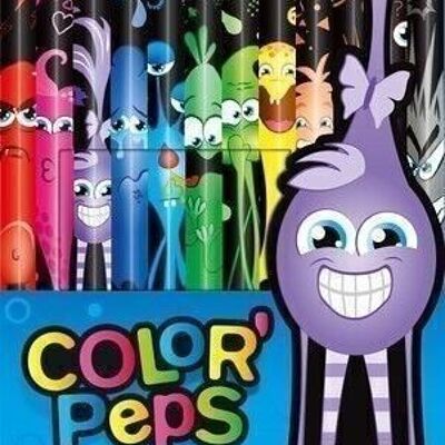 12 crayons de couleur COLOR'PEPS MONSTER en pochette carton