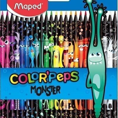 24 COLOR'PEPS MONSTER colored pencils in cardboard sleeve