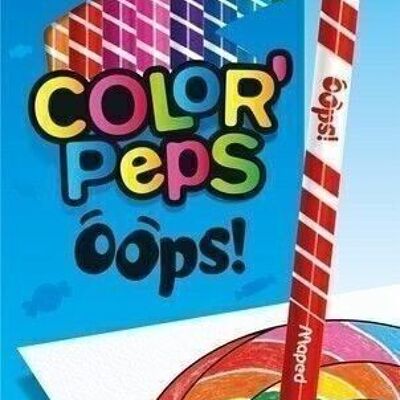12 COLOR'PEPS OOPS erasable colored pencils in cardboard sleeve