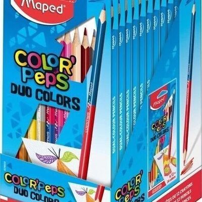12 crayons de couleur FSC DUO COLOR'PEPS en pochette carton