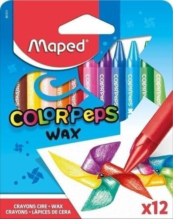 12 crayons cire WAX en pochette carton 3