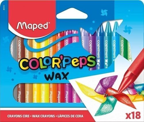 18 crayons cire WAX en pochette carton