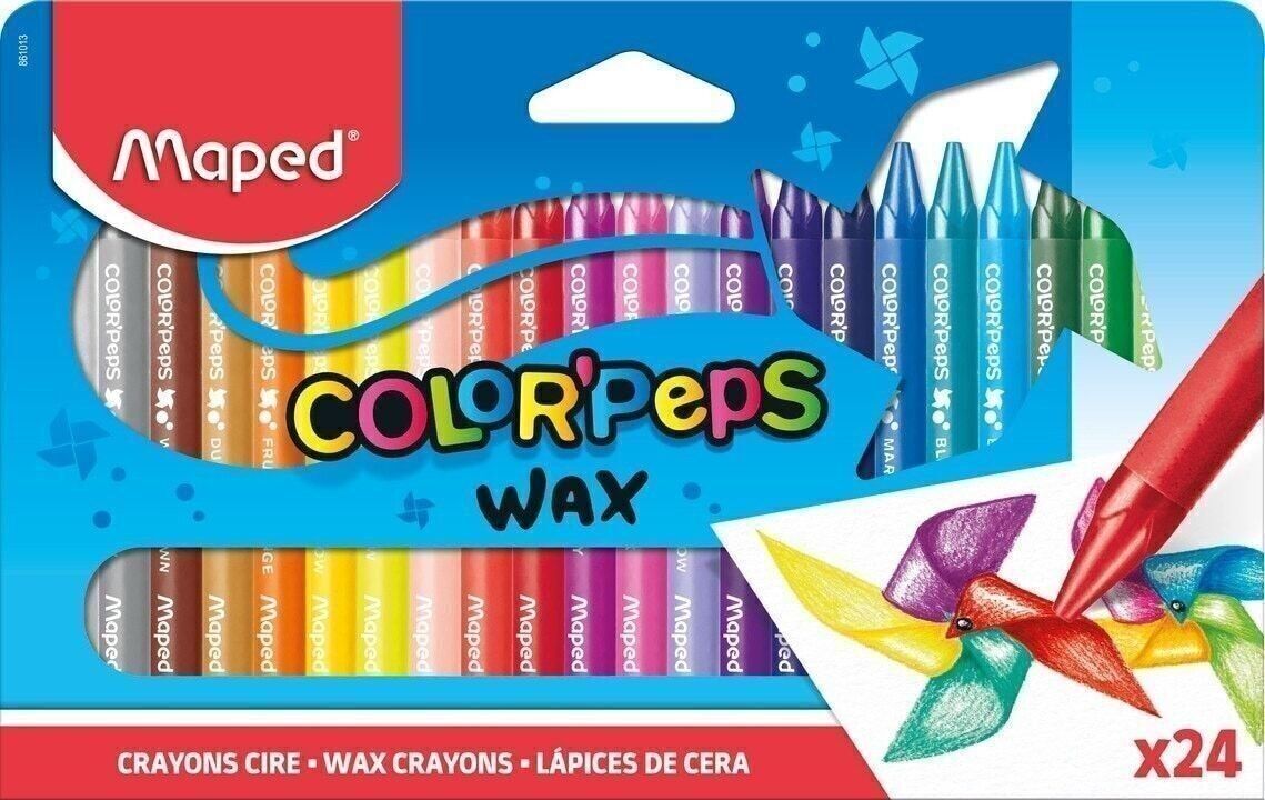 24 WAX crayons in cardboard sleeve