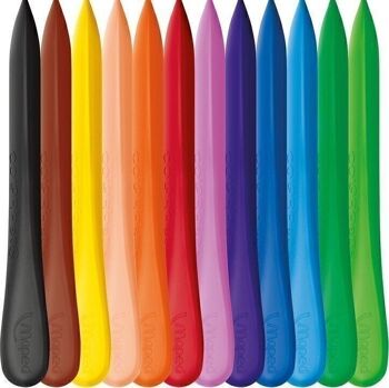 12 crayons plastiques PLASTI CLEAN en pochette carton 2