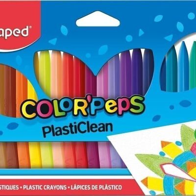 24 crayons plastiques PLASTI CLEAN en pochette carton