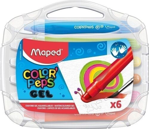 6 crayons GEL aquarellables en boite plastique