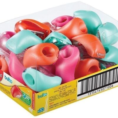 BULBO pencil sharpener, 1 use, assorted colors, in display