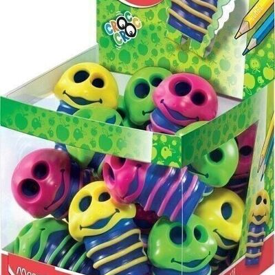 Maped - Croc Croc Chenille 2-hole pencil sharpener - Display 20 pcs - Green, yellow and pink