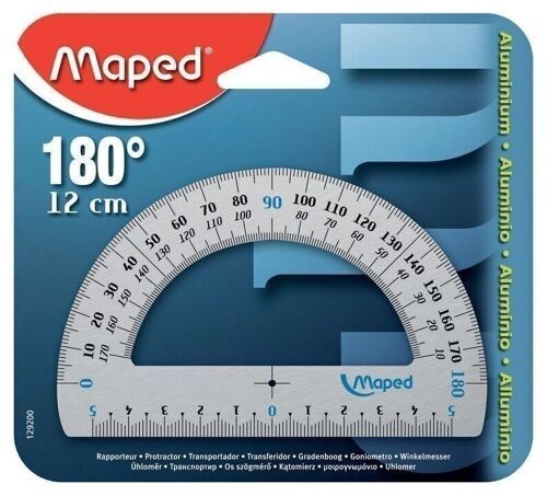 Rapporteur 180° base 12 cm - ALUMINIUM