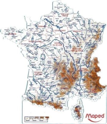 Pochette de 2 cartes de France : reliefs et fleuves / régions et départements 2016, 
  sachet brochable 4