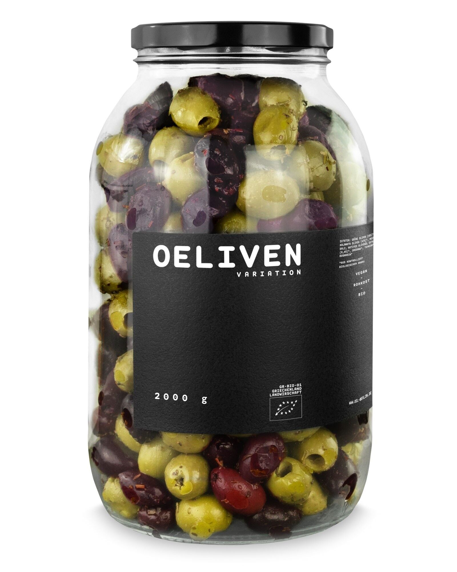 Mix di olive biologiche 2.000 g - marinate con erbe mediterranee