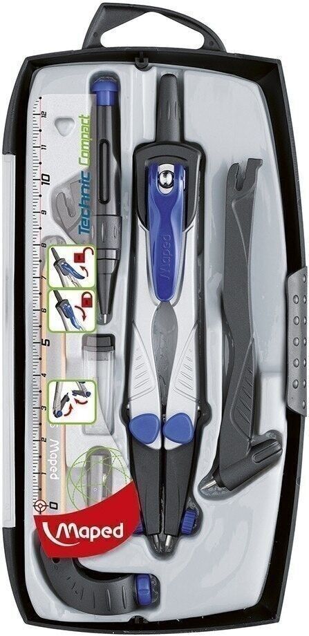 TECHNIC COMPACT Scatola bussola 7 pezzi con anello universale, custodia portapiombo,
  Mini matita, portamine, temperamatite e prolunga BLACK PEPS