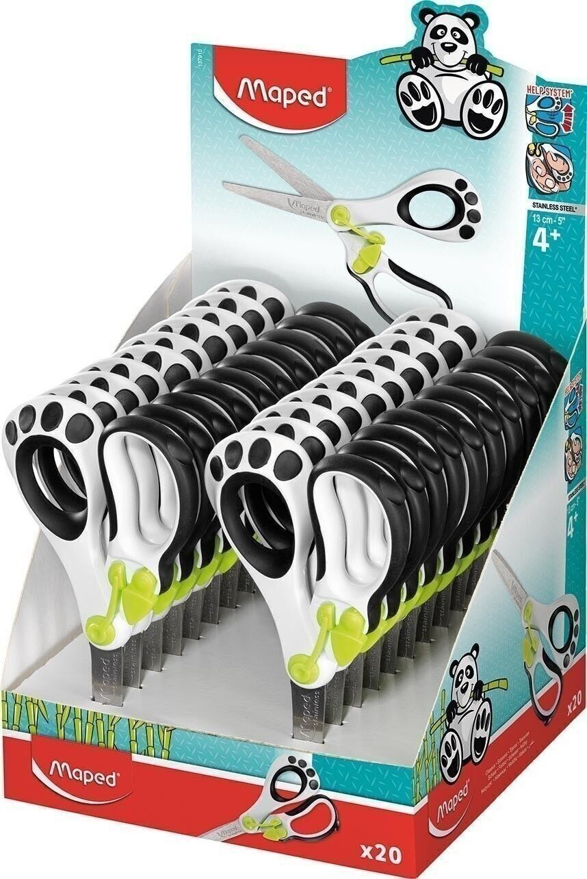 Ciseaux KOOPY 13 cm asymétriques, ouverture automatique des lames, en présentoir