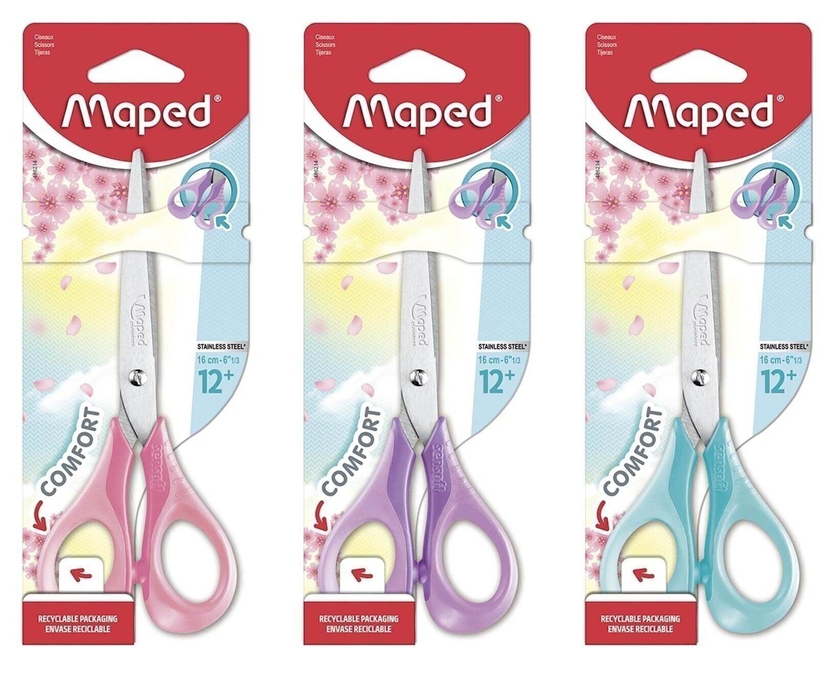 SENSOFT PASTEL Schere 16 cm, flexible Ringe, farblich sortiert, im Blister