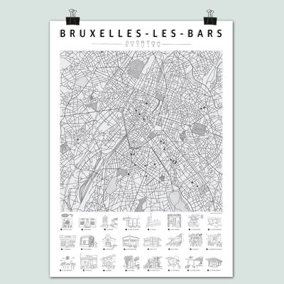 Póster "Bruxelles-les-bars" El mapa